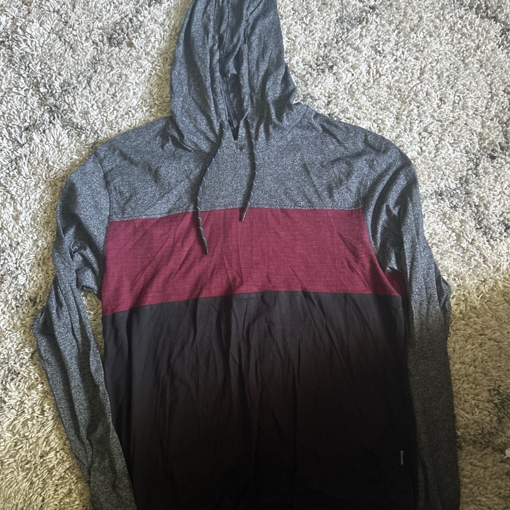 Men's Gray and Red Hooded Shirt